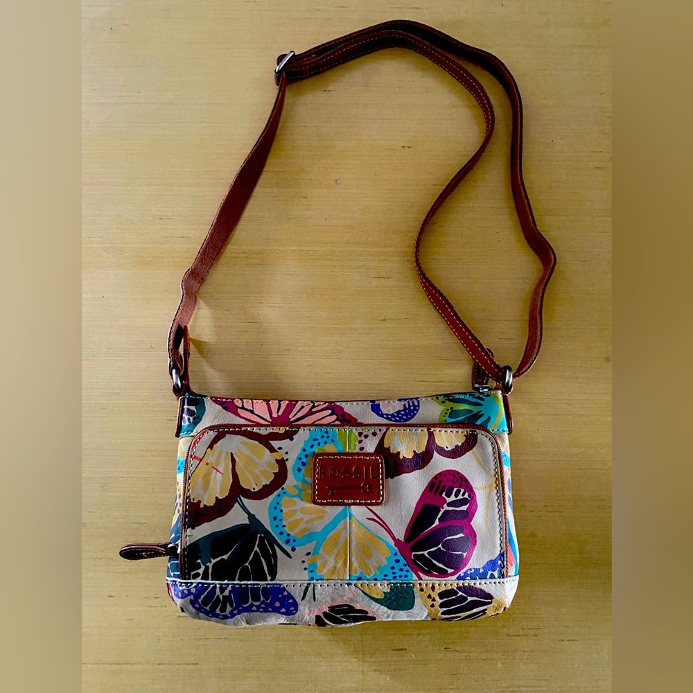 Fossil Leather Butterfly Satchel Bag